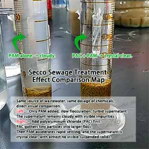 Rol Kle nan sèvi Synergistic ak Polialuminum Chloride (PAC) ak Polyacrylamide (PAM)